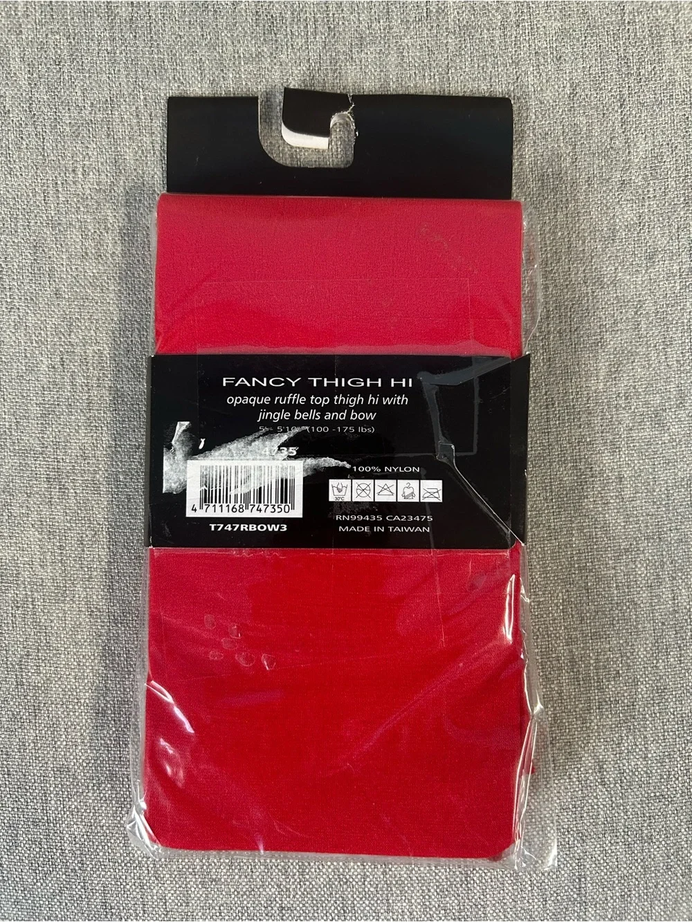 Music Legs Red Fancy Thigh High Socks with Gold Bow Accent